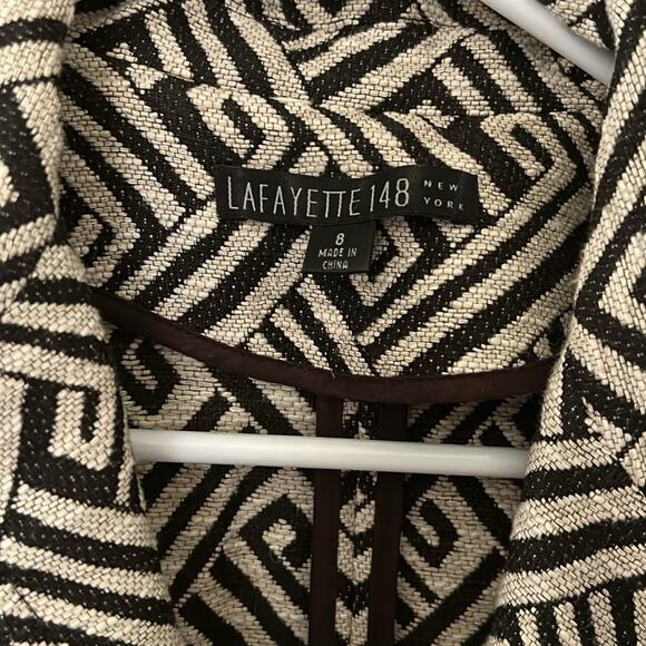 Lafayette 148 New York Brown Cream Blazer Jacket. Size 8 - Picture 4 of 9